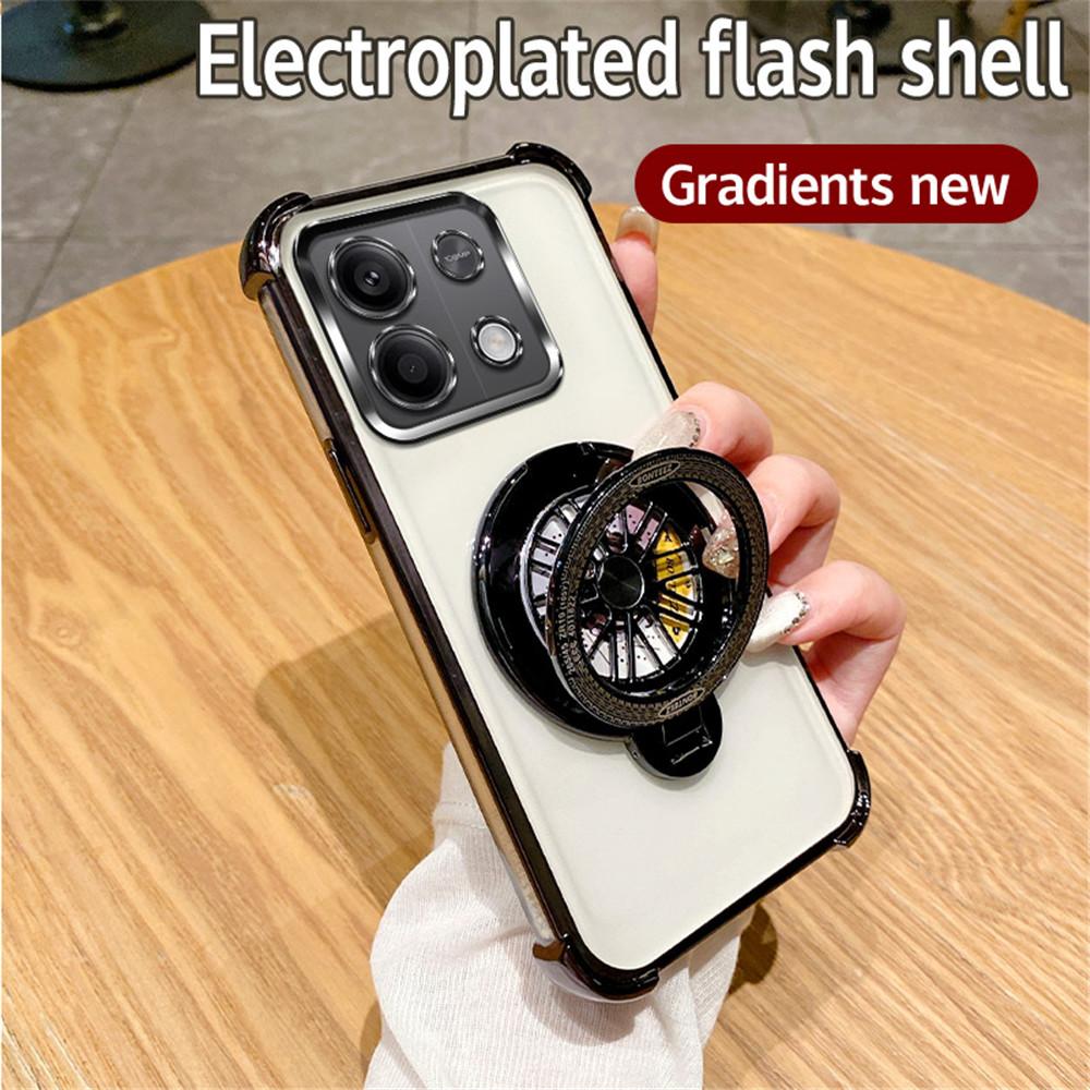 Shockproof Phone Case For Xiaomi Redmi Note 14 Pro Plus 14C 4G 5G 14T POCO X7 Pro Rotate Gyroscope Stand Gradient Glitter Cover