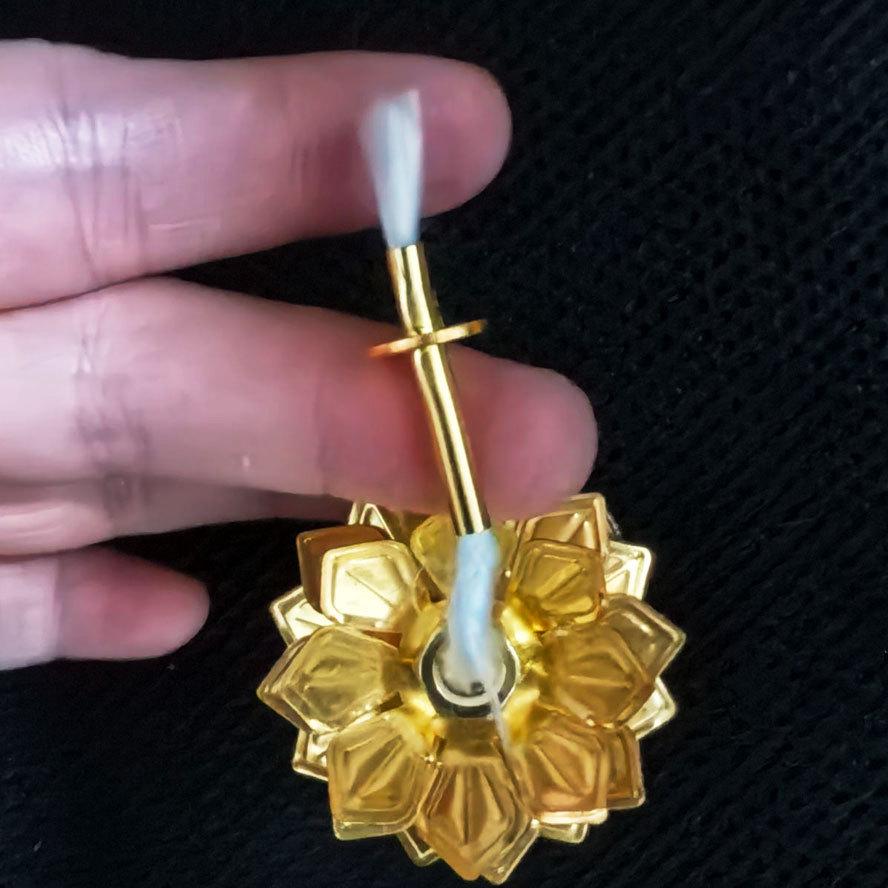 Alloy Lotus Wick Holder for Butter and Kerosene Lamps - Temple Lighting Accessory