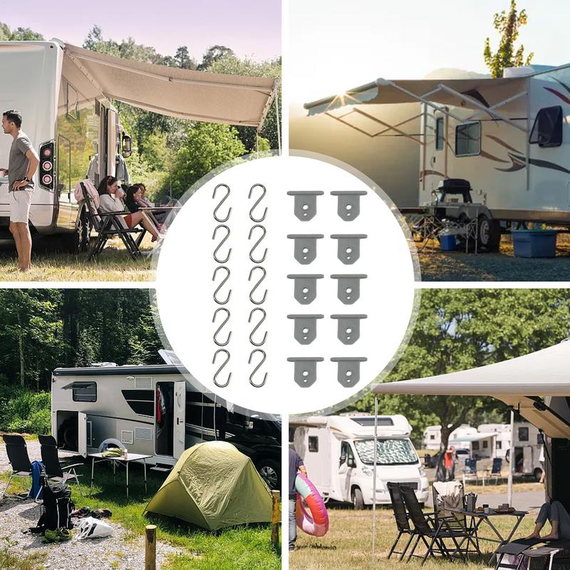 RV Awning Hooks RV Awning Slide Hooks 10X Rubber Portable Quick-Release High-Strength Hardware For Tarp Shade Banner Roller Rod