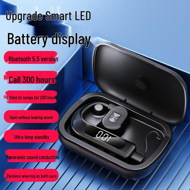 V59 Wireless Single Ear Bluetooth Earphone with Long Battery Life and Digital Display