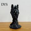 Dark Aesthetic Home Decor Gothic Faceless Witch Reaper Resin Statue, Vintage Black Robed Grim Figurine, Matte Scythe Figurine Desktop Ornament