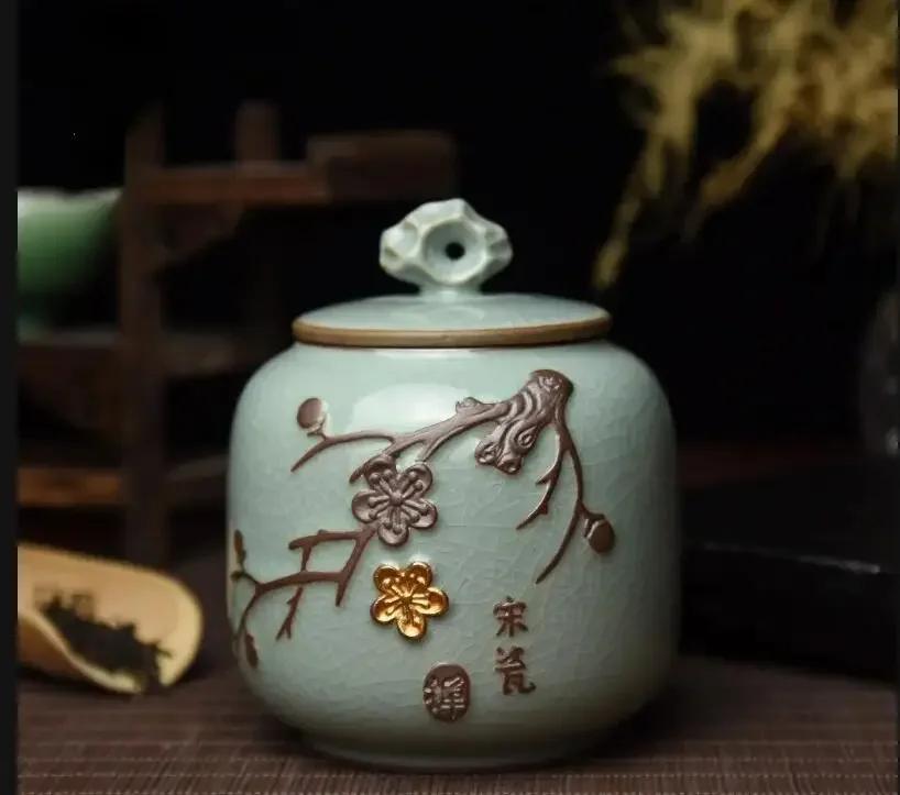 Small Ceramic Jar Tea Storage Tank Sealed Jar Tea Box Tea Container Tea Organizer Candy Jars Decorative Jars Storage Box