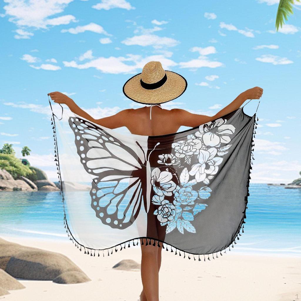 Bohemian Women Butterfly Swimsuit Cover up Beachwear for Trips Outings Summer