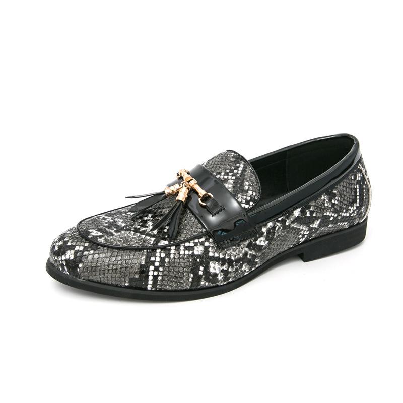 Men s Snake Print Tassel Slip-On Loafers - Pointed Toe, Large Size, Outdoor Casual. 44