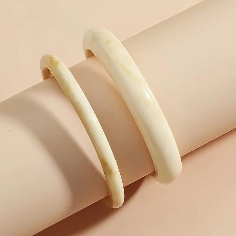 2pcs Retro Brown Resin Bangles Acrylic Marble Bracelet For Women Fashion Party Jewelry Gifts