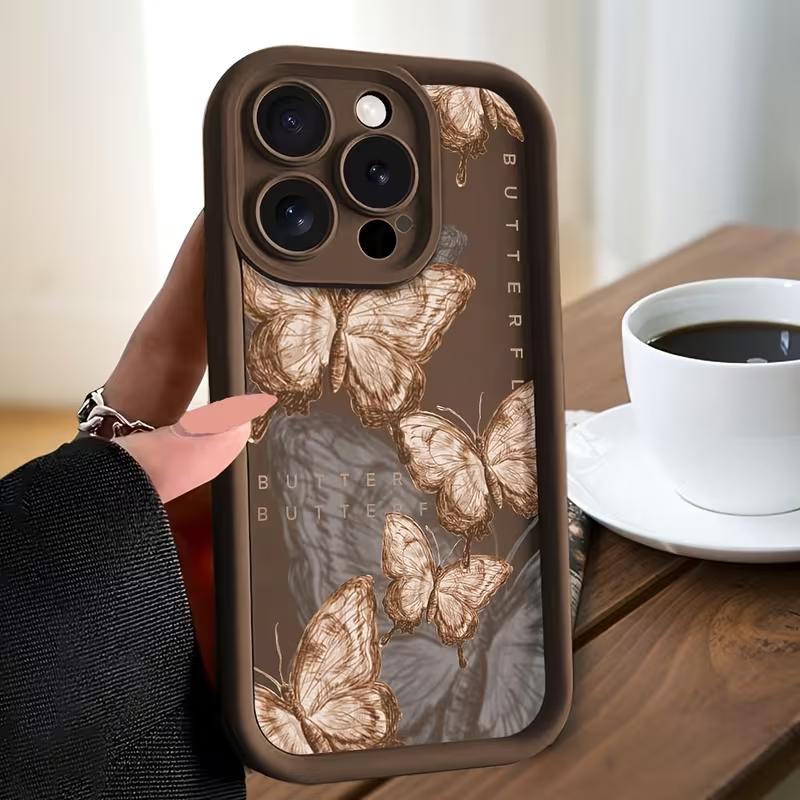 Phone Case For Samsung Galaxy A17 A07 A06 A26 A16 A06 A35 A55 A25 A05s A15 A54 A34 A36 5G Soft Back Cover Retro Brown Butterfly Samsung A15