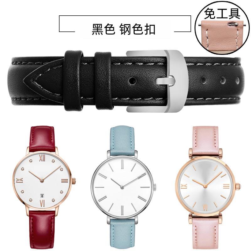 

Women Genuine leather Quick release Strap bracelet white red Cowhide Small Dial strap pin buckle watch band 12 14mm 15mm 16mm 18 18mm