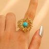 Stainless Steel Classic Flower Leaf Ring Pearl Stacked Ring Large Exaggerated Ring Women Gold Color Fine Jewelry Gifts for Her