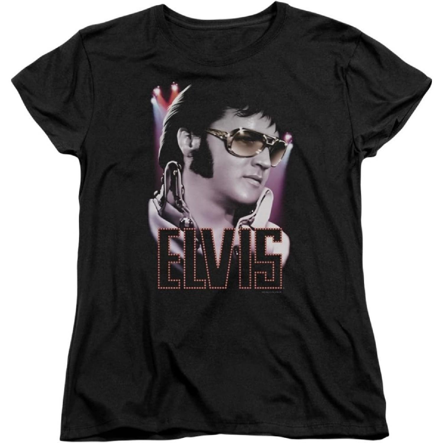 A&E Designs Elvis Presley Womens T-Shirt Sideburns Black Tee S