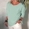 Fashion Women's Casual Solid Color Round Neck Long Sleeve Loose T Shirt Tops