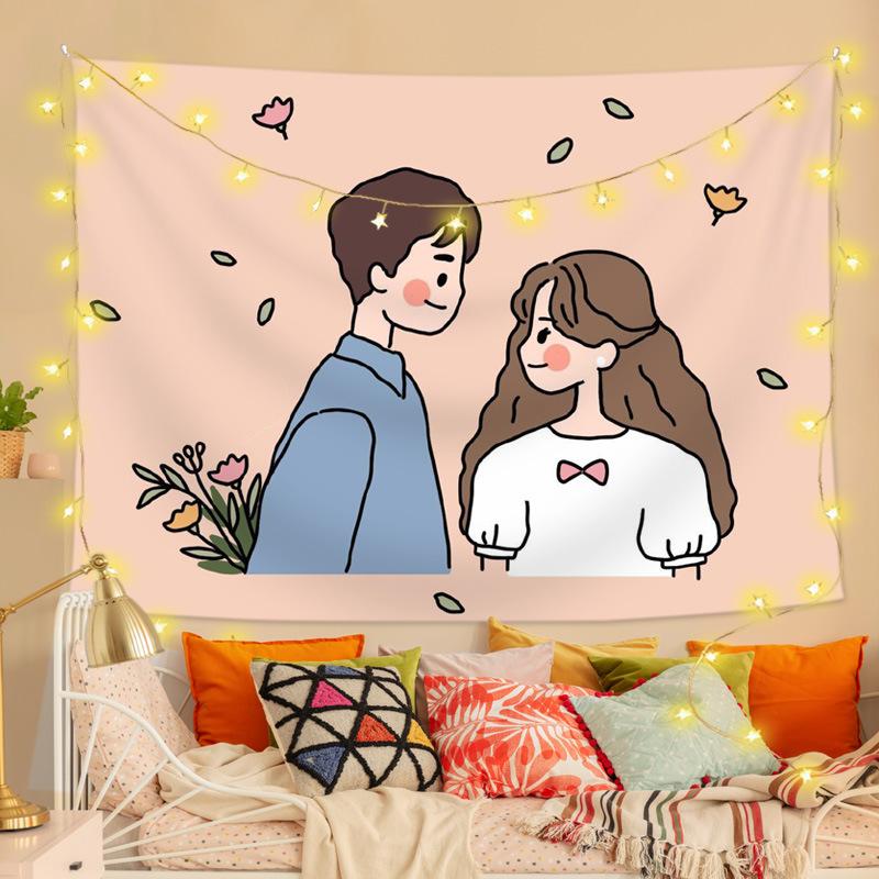 

Мультфильмы Любители Пейзаж Гобелен Настенный декор Спальня Одеяло Хиппи Фон Иллюстрации Украшения Фреска Кавайный декор 130x150cm