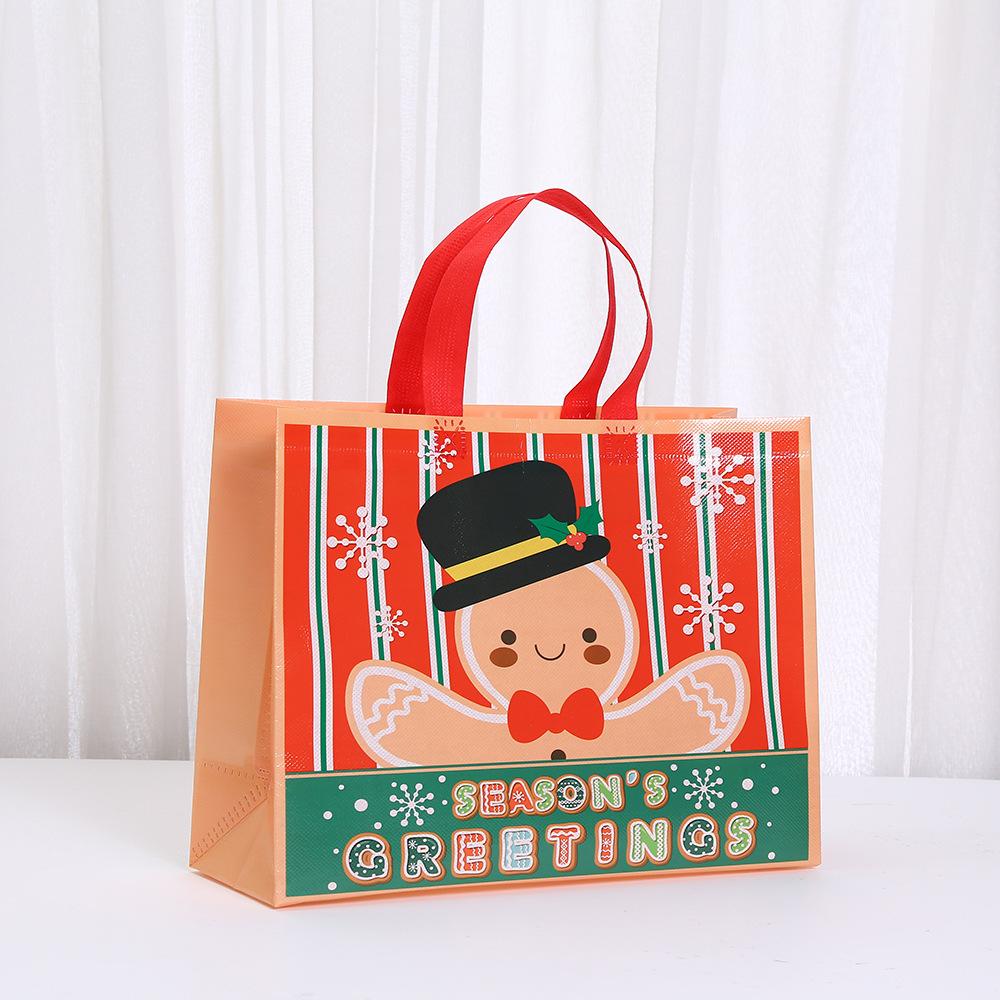 6/10pcs Holiday Non Woven Tote Bags Christmas Prints Reusable Gift Bags for Return Gifts Party Favor Packaging