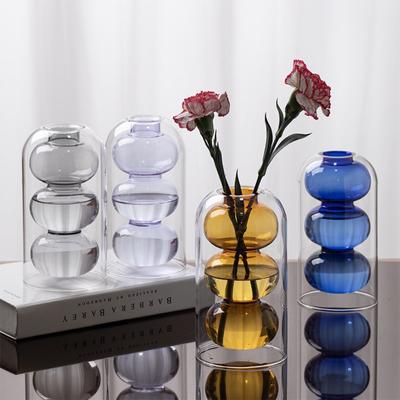 Nordische Kreative Farbige Glasvase Schlichtes Wohnzimmer Blumengesteck Trockenblumen für Hochzeitsmittelstücke Heimdekoration