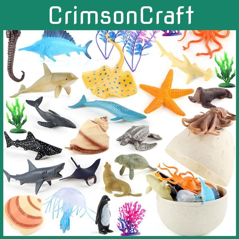 Sharke Dolphins Penguins Children Marine Animal Figures Set Model Decor Toys