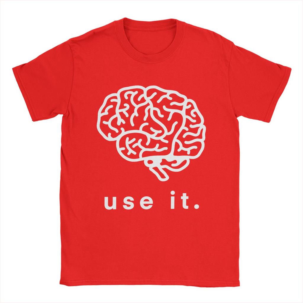 Please Use It Your Brain T-Shirts Men Funny Pure Cotton Tee Shirt Round Collar Short Sleeve T Shirts Summer Clothing