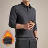2025 Men's Winter Long Sleeve Lapel Knitwear - Thickened Two-Piece Style, Plus Velvet, Warm Base Layer for Middle-Aged Fathers