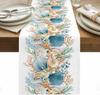 Summer Shell Starfish Coral Marine Life Linen Table Runner Party Decor Reusable Kitchen Dining Table Runner Wedding Decorations