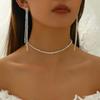 Fashionably Simple Diamond-studded Ring, Bracelet, Earrings And Necklace Set For Women. Bridal Jewelry Set.