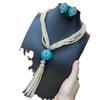 Magician Vintag Original Design Full Inlaid White K-Plated Stud Earrings Ring Necklace Set