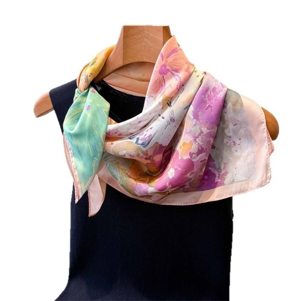 New Satin Square Silk Scarf Printed Floral Neck Hair Tie Beach Shawl Wraps Women