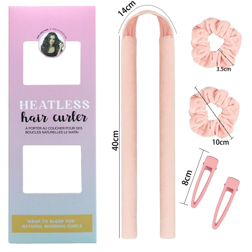 New 4set Heatless Curling Rod Plush Head Hair Curler Wave Form Curl Rod Sponge Curling Bouncy Curling Hair Hair Rollers