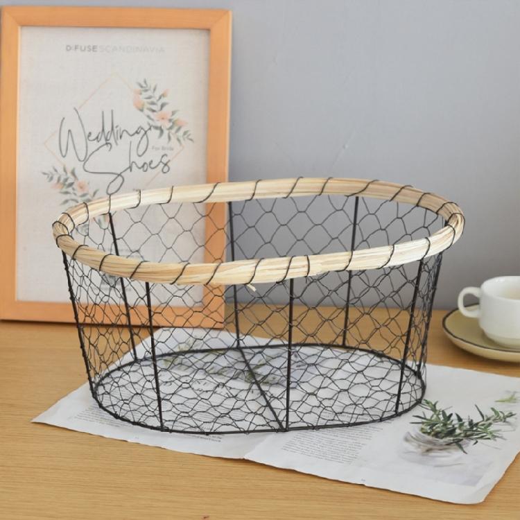 Round/Oval Shaped Wire Basket Space Saving Basket Fruit Holder Decorative Food Storage Solution Kitchen Accessory