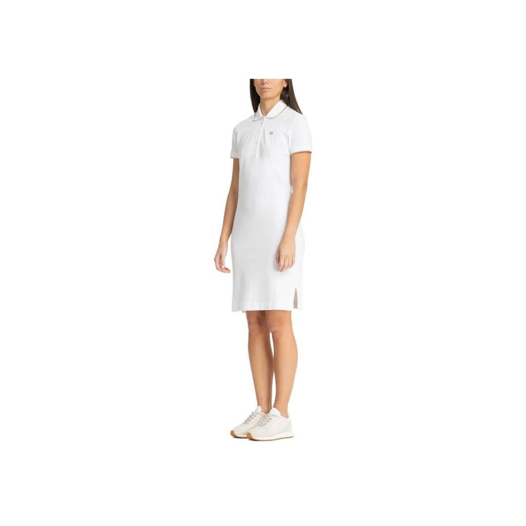 Emporio Armani Ss24 Solid Logo Plaque Polo Collar Short Sleeve Dress Women Dresses White 3DTA56-TJ9DZ-1100