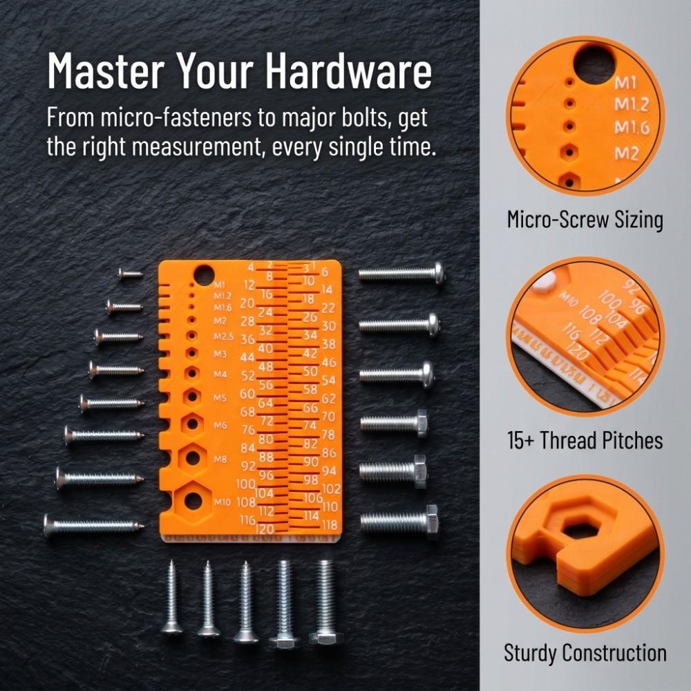 Easy Use Screw Measuring Tool M1-M10 Specifications Size Gauge Thread Checker  Hardware Use