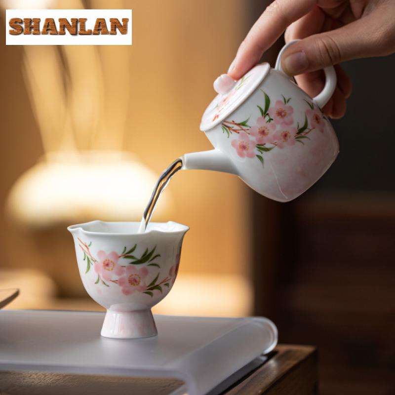 110ml Hand-painted Peach Blossom Teapot Handmade Tea Infuser Pot Tea Making Kettle With Ball Hole Flower Tea For Tea Ornaments