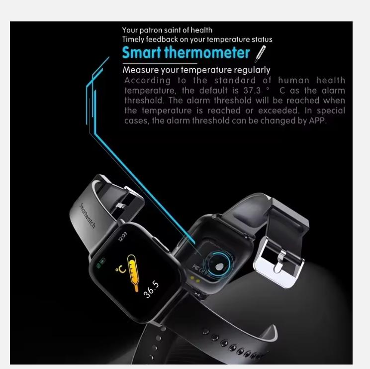 Neue 1,69 Zoll Smart Watch Männer Körpertemperatur Full Touch Smartwatch Frauen Genaue Sauerstoffmonitoruhr 2023 PK P8