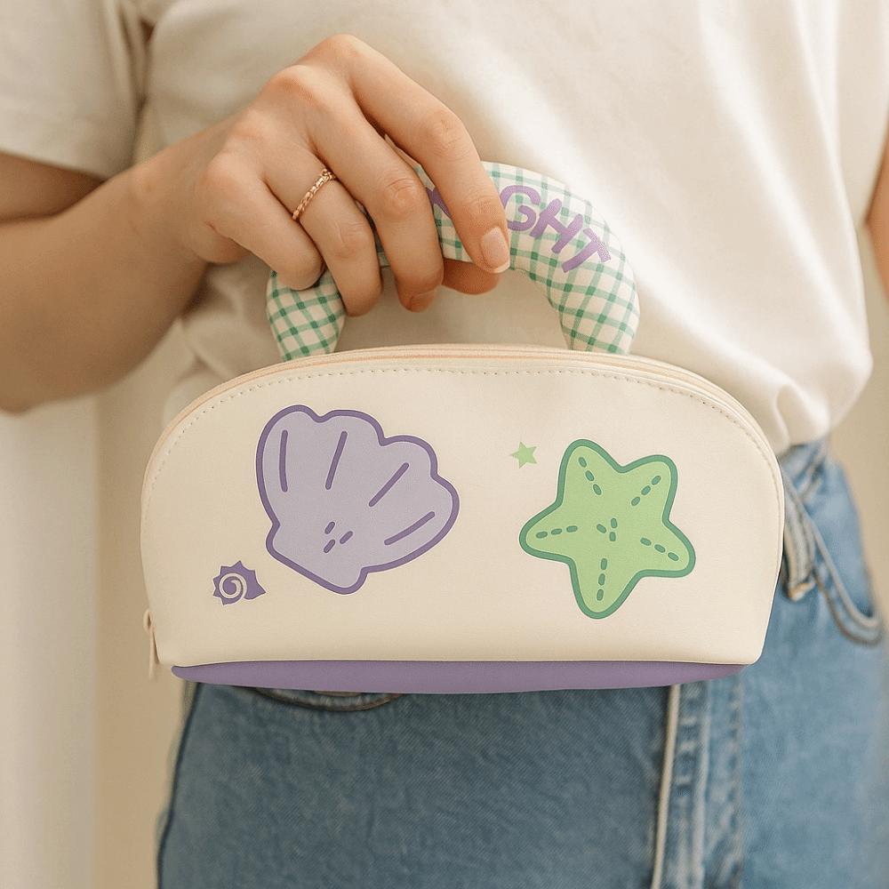 Dopamine Color Cute Makeup Bag Kawaii Toiletry Bag Storage Bag Handheld Cosmetic Case  Girls