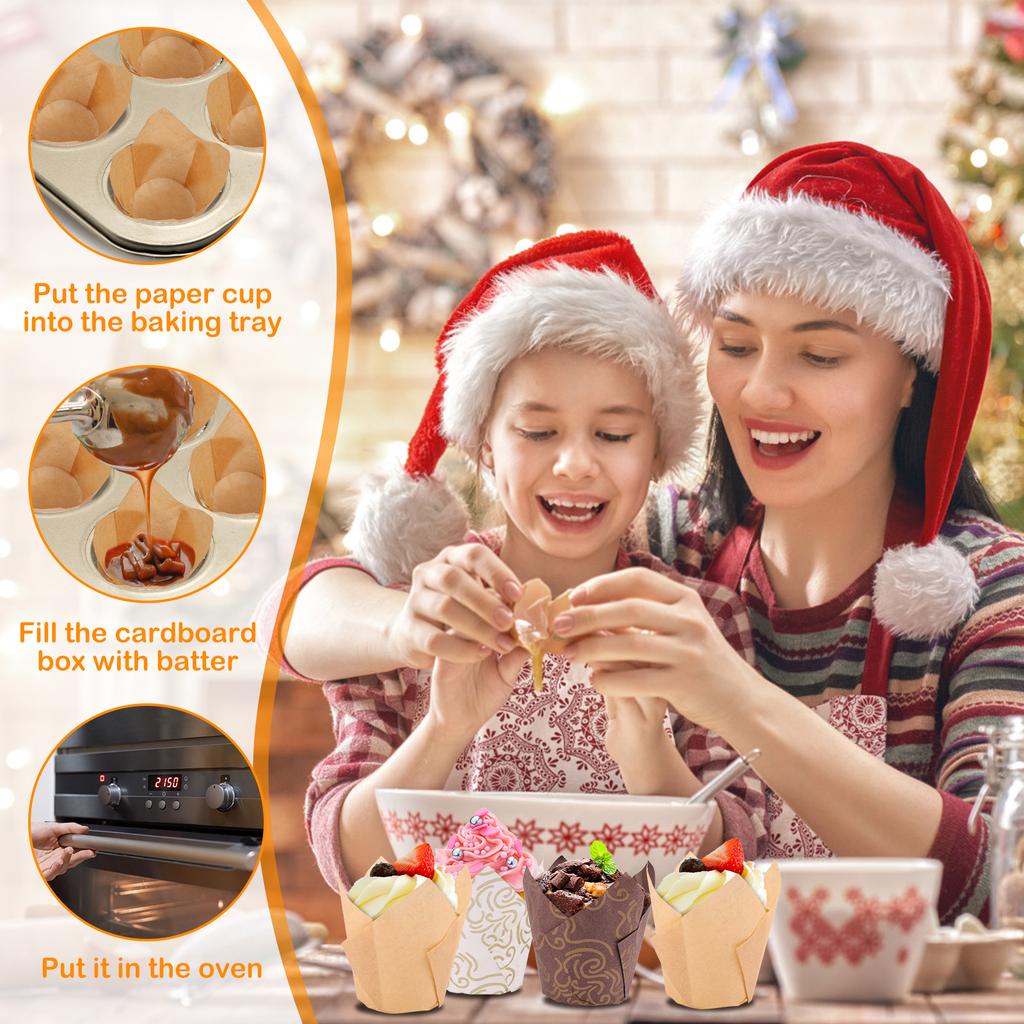 300Pcs Baking Cup Cupcake Liner Cupcake Wrapper Molde Cupcake Paper Cups Bakeware Tool Paper Cake Cup Tulip Cupcake Holders Set