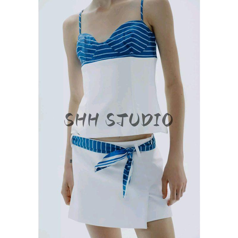 Print Square Scarf Pattern Elastic Tops 4772109 Stripes Scarf Minimalist All-Match Pantskirt 4661511