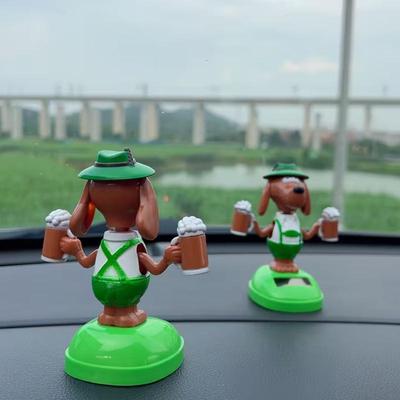 New Creative Puppy Car Figurine Features Two Glasses In Its Hands Resembling Overflowing Beer Hops Unique Car Ornament