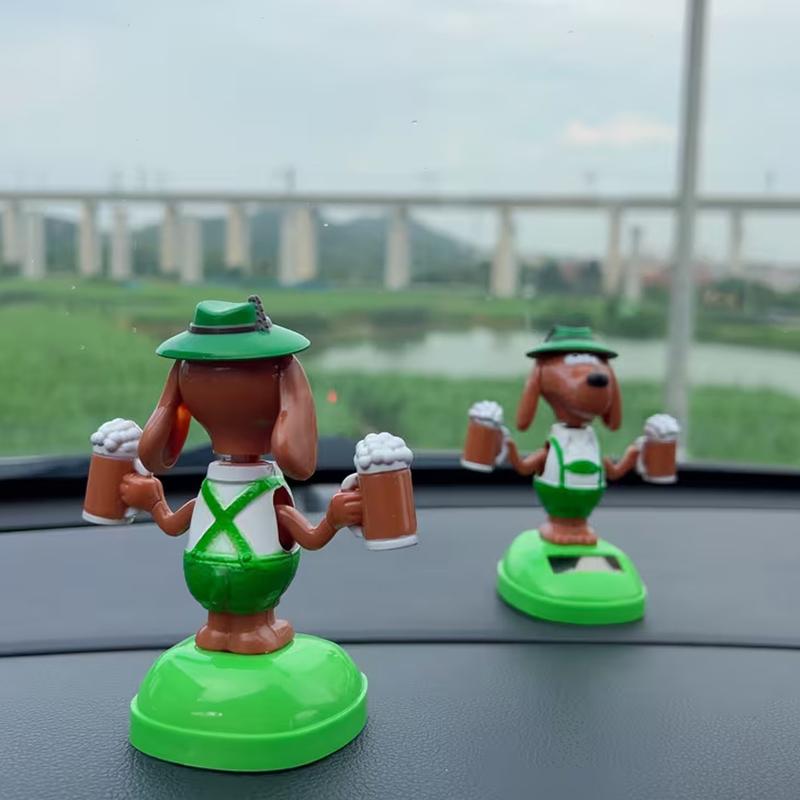 New Creative Puppy Car Figurine Features Two Glasses In Its Hands Resembling Overflowing Beer Hops Unique Car Ornament
