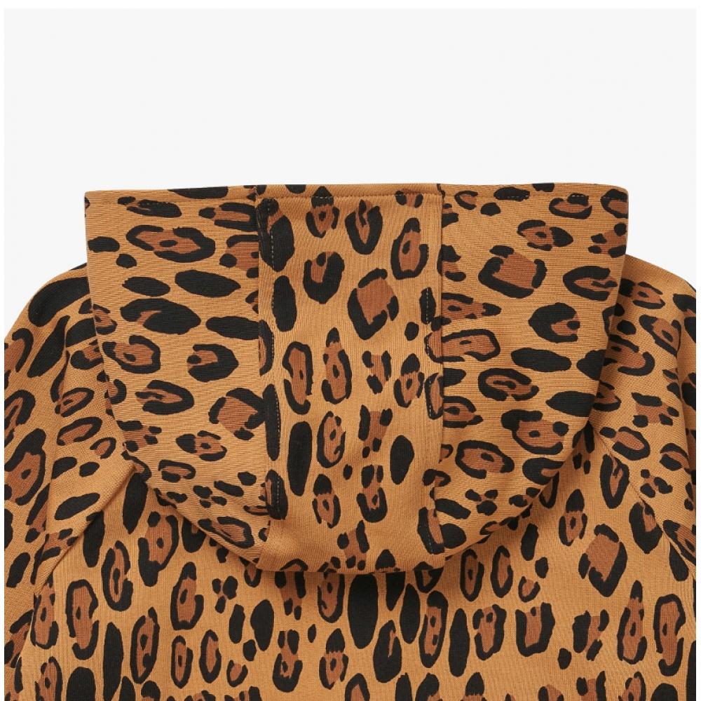Mini Rodini 1000014113 Basic Leopard Zip Hoodie Leopard Barnhuvtröja med dragkedja