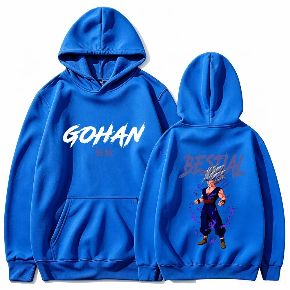 Gohan Hoodie Beast Dragon Anime Purple Lightning Aura Streetwear Aesthetic White Oversized Casual Sport Sweatshirts