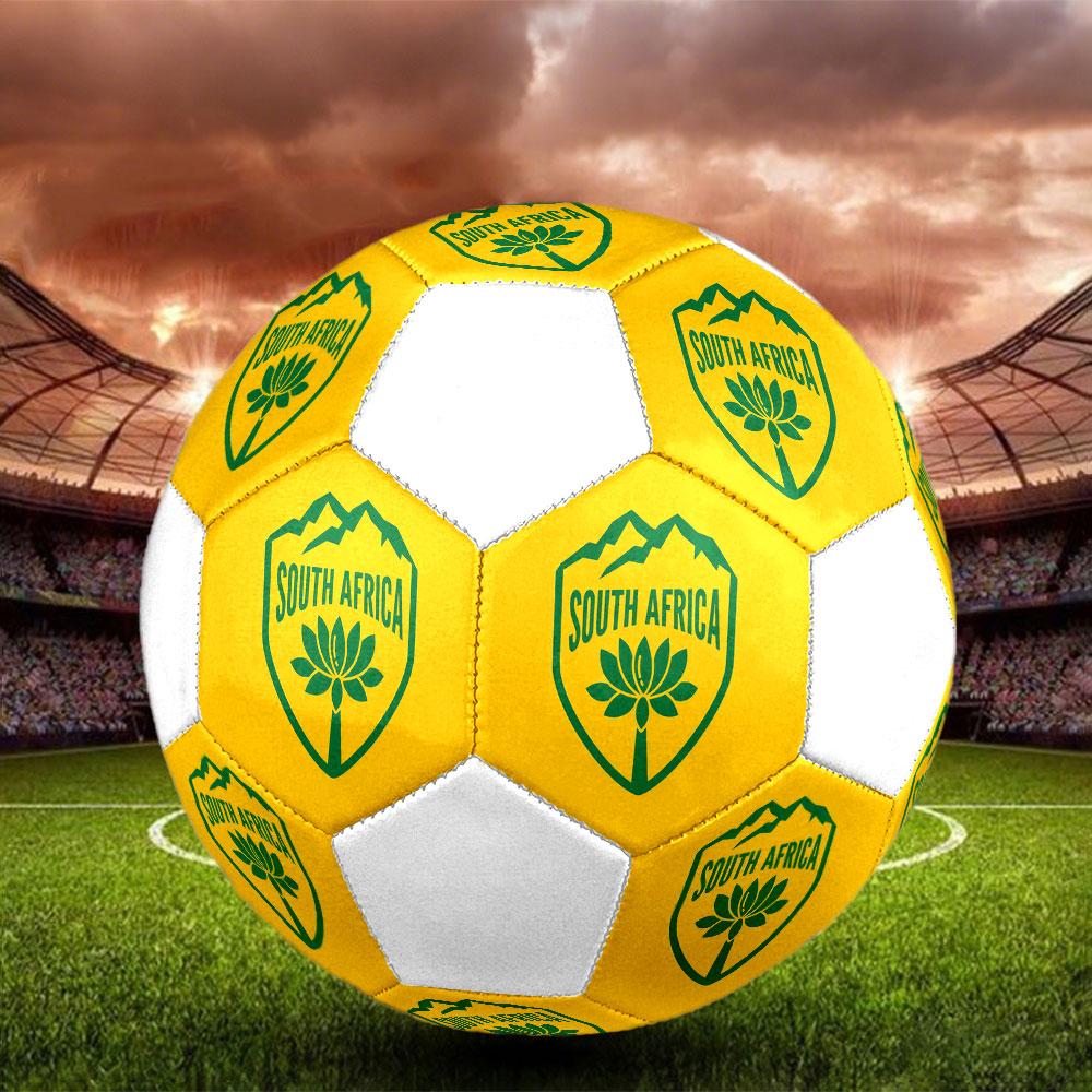 South Africa National Football Size 5 Soccer Ball, Machine-Stitched PVC, Durable & High Bounce, All Ages Fit, Fan Merchandise, Matches & Outdoor Use.