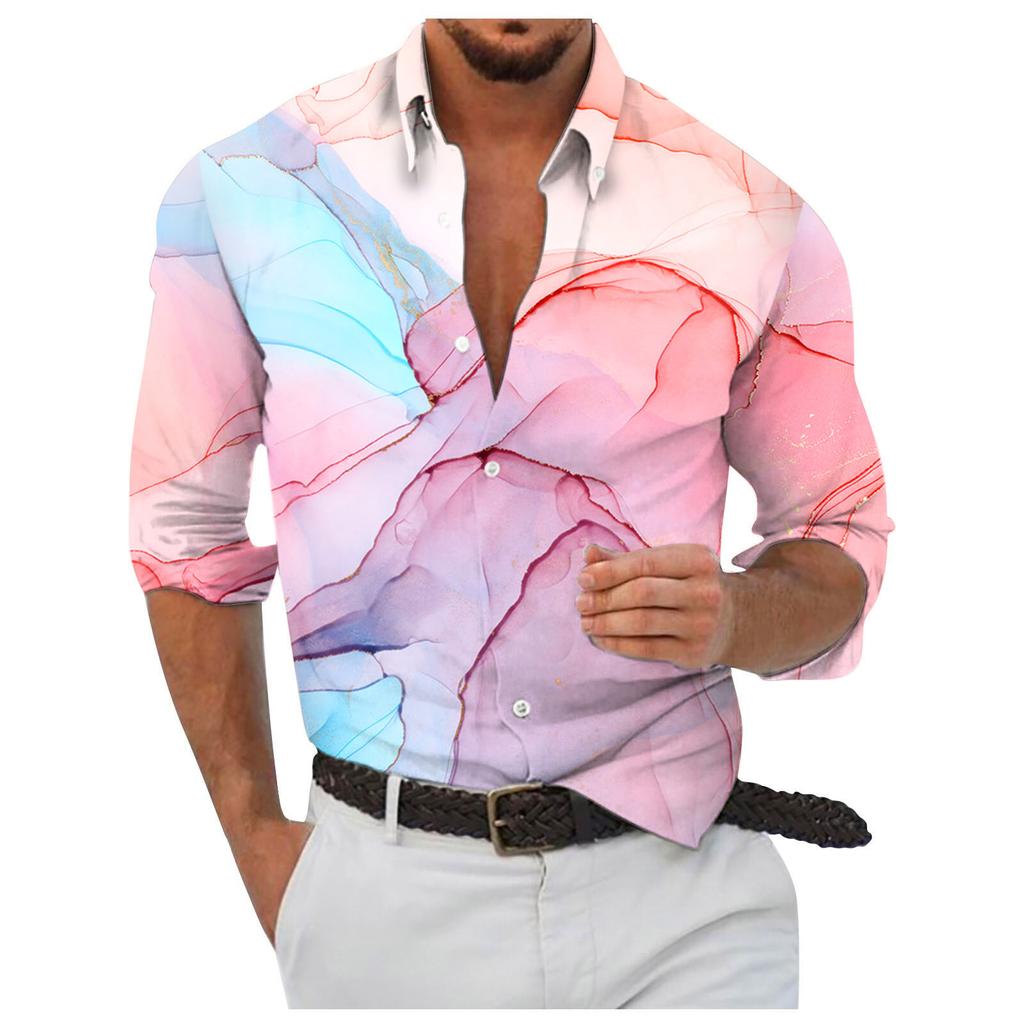 Designer Spring Summer Men's Casual  3D  Halloween Printing Hawaii Shirt Blouse Long Sleeve Shirts
