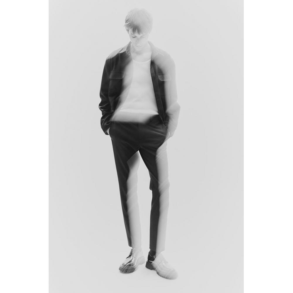 H M Tailored Trousers sliM Fit Navy Blue