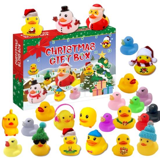 18/24Pcs Children Advent Calendar Cute Safe Environmentally Friendly Yellow Duck Bath Toys for Christmas Gifts