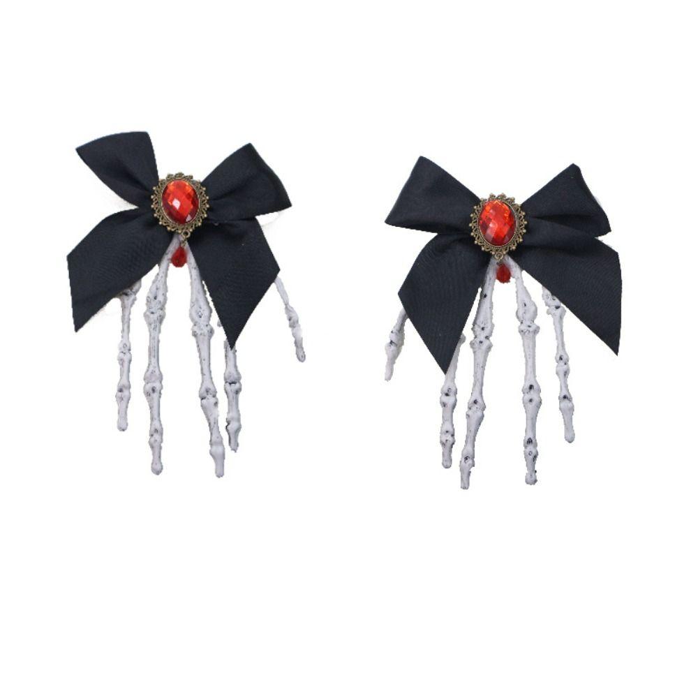 Rhinestone Ghost Claw Hair Clip Gothic Halloween Headwear Retro Skeleton Hand Hairpin  Women