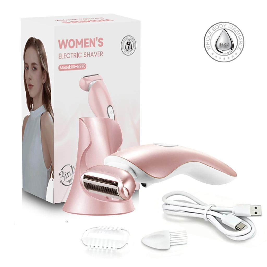 Rasoir Tondeuse Électrique 4-en-1 pour Femmes pour Bikini Aisselles Jambes Poils du Nez avec Brosse de Nettoyage, Rechargeable