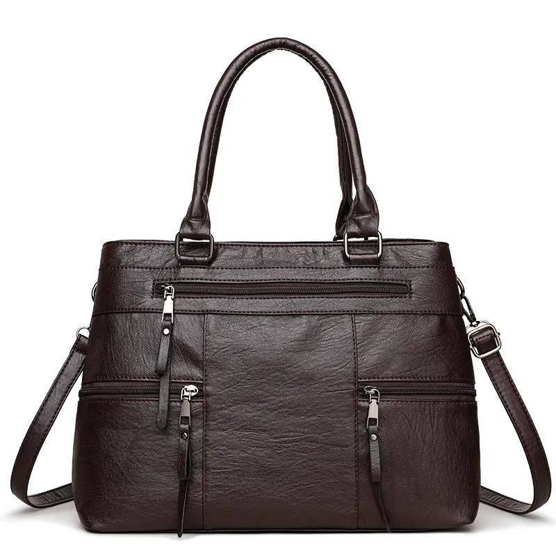 Women'S Leather Top-Handle Bags Luxury Designer Handbag And Purse Ladies Solid Color Shoulder Crossbody Bag Ladies Travel Commuter Bags