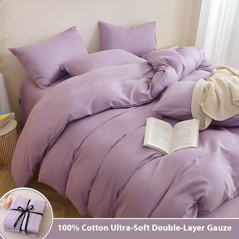 Pure Cotton Bedding Set Four-piece Skin-friendly, Breathable and Comfortable Washed Sheets Quilt Covers Pillowcases