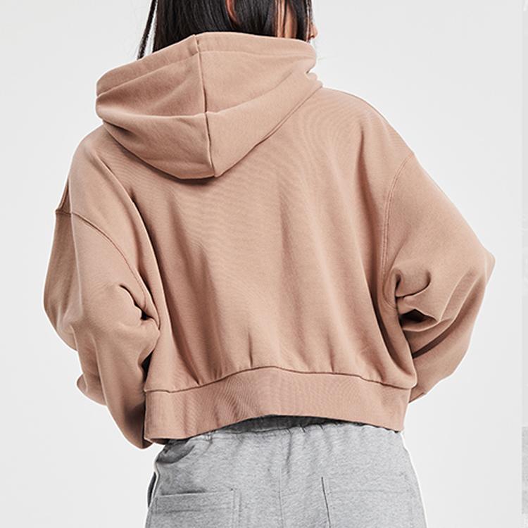 Li Ning Loose Hooded Pullover Sports Sweatshirt Women Sweatshirt Gingerbread-Brown AWDQ512-4