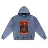 DTG print Knitted Denim Zip-Up Hoodie Betrayed(001) Brother Print Zipper Hoodies  