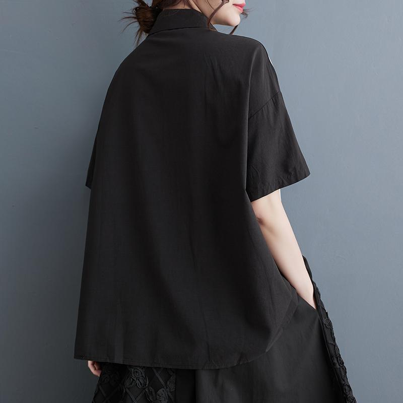 Dimanaf 2025 Plus Size New Summer Blouse Short Sleeve Polka Dot Printing Vintage Casual Women Loose Tops Shirts