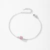 S925 Sterling Silver Cherry Blossom Pink Sugar Cube Bracelet - Women's Korean Simple Versatile Design