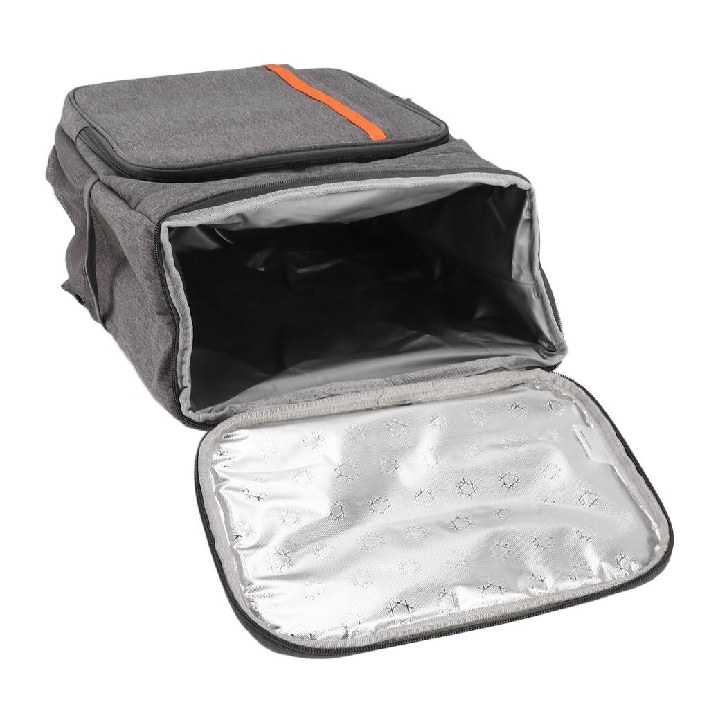 Thermal Insulated Food Delivery Backpack Oxford Cloth and PEVA 18L Grey Leakproof Cooler Backpack